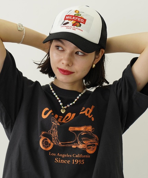 MILKFED.(ミルクフェド)の「SWEETS GRAPHIC PRINT MESH CAP(キャップ・レディース・ライトグレー/ライトピンク/ブラック・ONE SIZE)」の21枚目の写真