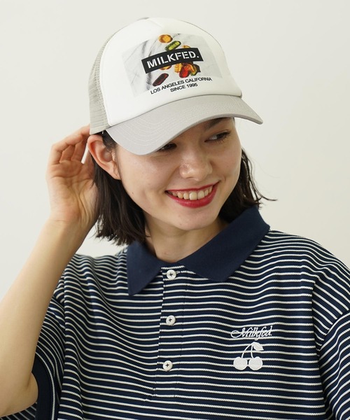 MILKFED.(ミルクフェド)の「SWEETS GRAPHIC PRINT MESH CAP(キャップ・レディース・ライトグレー/ライトピンク/ブラック・ONE SIZE)」の20枚目の写真