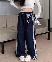 ウエストリボン レースラインロングパンツ