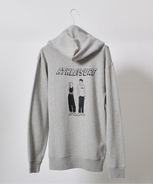 MODISH GAZE(モディシュガゼ)の「【MODISH GAZE】カップルイラスト裏毛フーディ(ATHLEISURE)(パーカー・レディース・オートミール/ネイビー/グリーン/ブラック/杢グレー・MEDIUM/LARGE)」の7枚目の写真