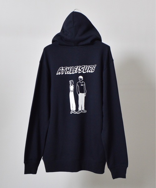 MODISH GAZE(モディシュガゼ)の「【MODISH GAZE】カップルイラスト裏毛フーディ(ATHLEISURE)(パーカー・レディース・オートミール/ネイビー/グリーン/ブラック/杢グレー・MEDIUM/LARGE)」の9枚目の写真