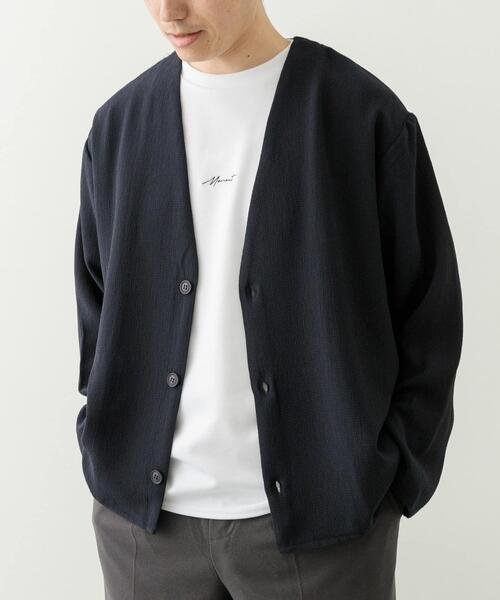 ITEMS URBANRESEARCH（アイテムズ アーバンリサーチ）の「ドライタッチカーディガン+刺繍ポンチTシャツセット（カーディガン/ボレロ・メンズ・チャコールグレー/ブラック/ベージュ/ネイビー・SMALL/MEDIUM/LARGE）」の4枚目の写真