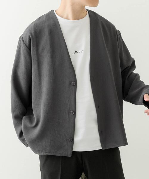 ITEMS URBANRESEARCH（アイテムズ アーバンリサーチ）の「ドライタッチカーディガン+刺繍ポンチTシャツセット（カーディガン/ボレロ・メンズ・チャコールグレー/ブラック/ベージュ/ネイビー・SMALL/MEDIUM/LARGE）」の3枚目の写真