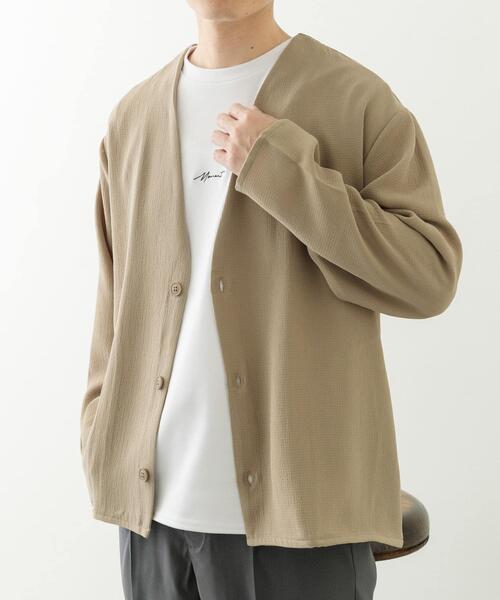 ITEMS URBANRESEARCH(アイテムズ アーバンリサーチ)の「ドライタッチカーディガン+刺繍ポンチTシャツセット(カーディガン/ボレロ・メンズ・チャコールグレー/ブラック/ベージュ/ネイビー・SMALL/MEDIUM/LARGE)」の7枚目の写真