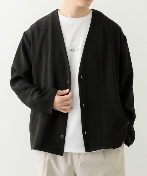 ITEMS URBANRESEARCH（アイテムズ アーバンリサーチ）の「ドライタッチカーディガン+刺繍ポンチTシャツセット（カーディガン/ボレロ・メンズ・チャコールグレー/ブラック/ベージュ/ネイビー・SMALL/MEDIUM/LARGE）」の7枚目の写真