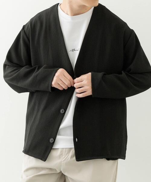 ITEMS URBANRESEARCH（アイテムズ アーバンリサーチ）の「ドライタッチカーディガン+刺繍ポンチTシャツセット（カーディガン/ボレロ・メンズ・チャコールグレー/ブラック/ベージュ/ネイビー・SMALL/MEDIUM/LARGE）」の11枚目の写真