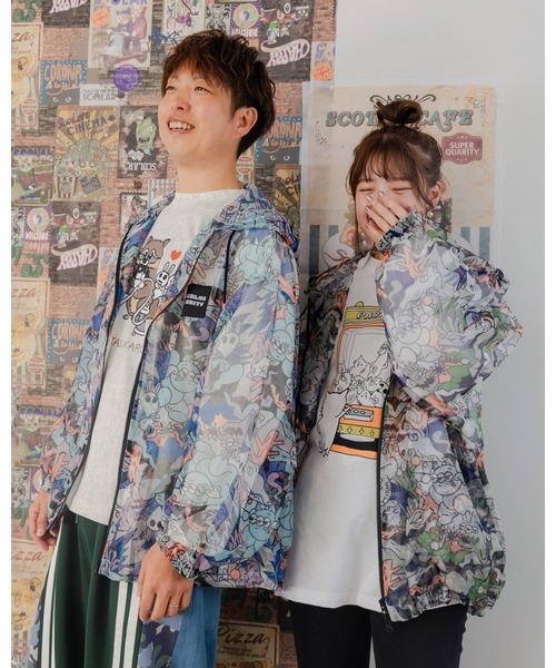 ScoLar(スカラー)の「351109:新キャラ総柄メッシュブルゾン(パーカー・メンズ・パープル/カーキ・M)」の7枚目の写真