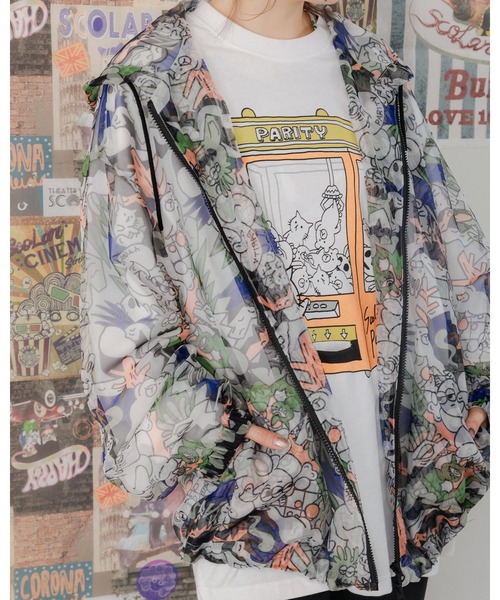 ScoLar(スカラー)の「351109:新キャラ総柄メッシュブルゾン(パーカー・メンズ・パープル/カーキ・M)」の14枚目の写真