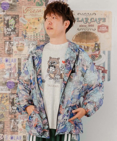 ScoLar(スカラー)の「351109:新キャラ総柄メッシュブルゾン(パーカー・メンズ・パープル/カーキ・M)」の17枚目の写真