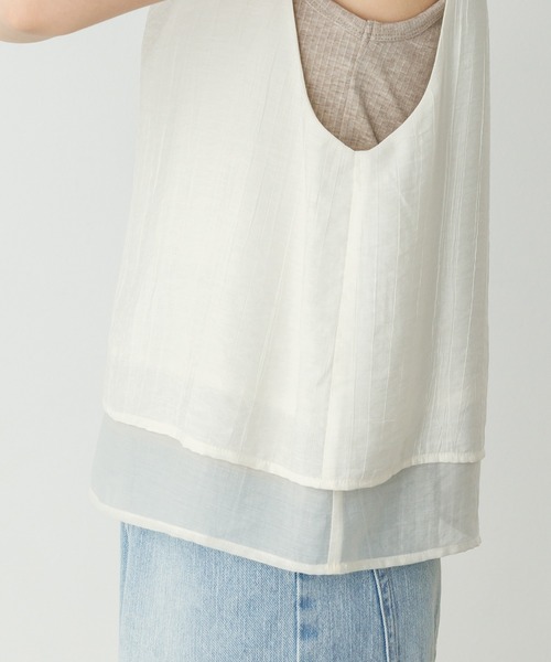 hunch（ハンチ）の「ワッシャーサテン オーバータンクトップ（タンクトップ・レディース・アイボリー/ブラック/セージグリーン・FREE）」の18枚目の写真