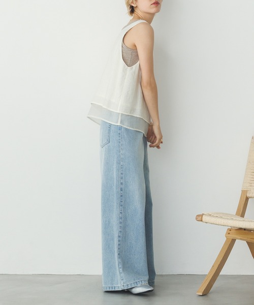 hunch（ハンチ）の「ワッシャーサテン オーバータンクトップ（タンクトップ・レディース・アイボリー/ブラック/セージグリーン・FREE）」の21枚目の写真