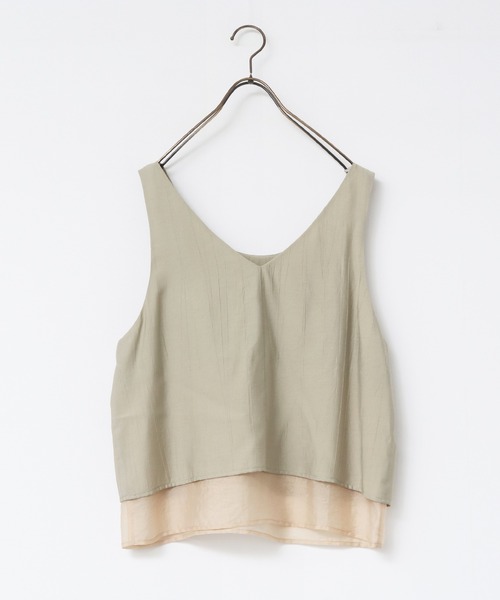 hunch（ハンチ）の「ワッシャーサテン オーバータンクトップ（タンクトップ・レディース・アイボリー/ブラック/セージグリーン・FREE）」の10枚目の写真