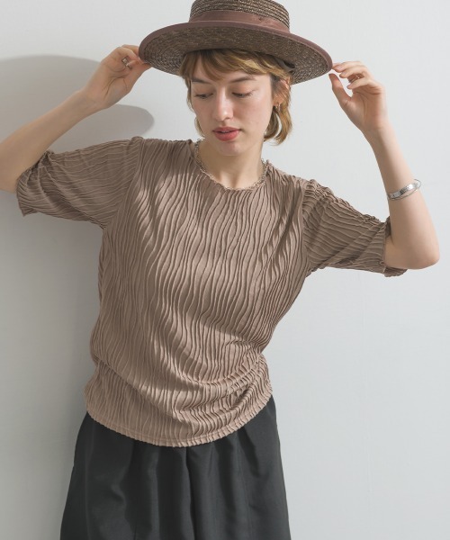 ウェーブジャガード　クルーネックTee