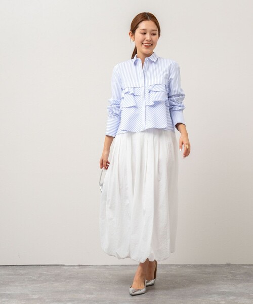 NOLLEY’S（ノーリーズ）の「バルーンスカート（スカート・レディース・ブラック/オフホワイト/ブラウン・38）」の10枚目の写真