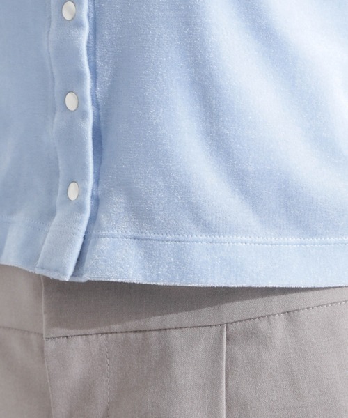 NANO universe(ナノユニバース)の「シアーベロアメニーボタンカーディガン(カーディガン/ボレロ・レディース・モカ/ブラック/ライトブルー・FREE)」の4枚目の写真