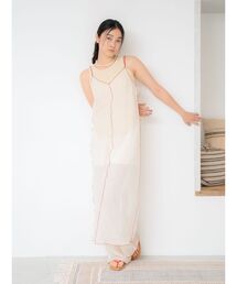 カラーパイピングシアーキャミワンピース