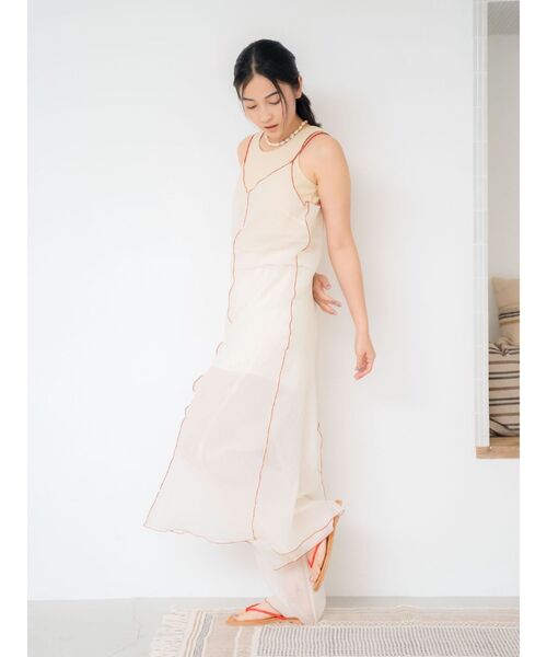 Ungrid（アングリッド）の「カラーパイピングシアーキャミワンピース（ワンピース・レディース・ブルー/アイボリー・FREE）」の9枚目の写真