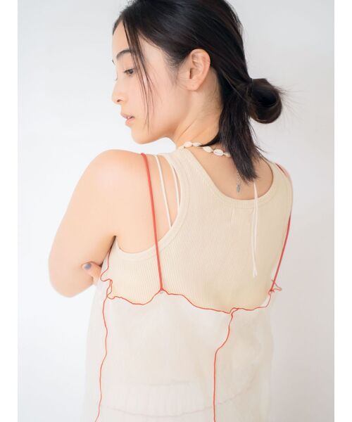 Ungrid（アングリッド）の「カラーパイピングシアーキャミワンピース（ワンピース・レディース・ブルー/アイボリー・FREE）」の14枚目の写真