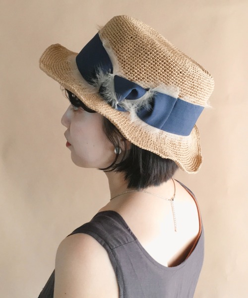 ORIENT（オリエント）の「HANA【ﾊﾅ】ペーパーヤーン100％ 極細編みキャノチェハット（ハット・レディース・ナチュラル/モカ・FREE）」の5枚目の写真