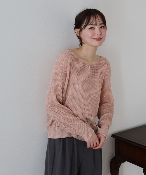 BLUEEAST（ブルーイースト）の「スパンコールメッシュニット（ニット/セーター・レディース・ピンク/オフホワイト/ブルー/ベージュ・MEDIUM）」の15枚目の写真