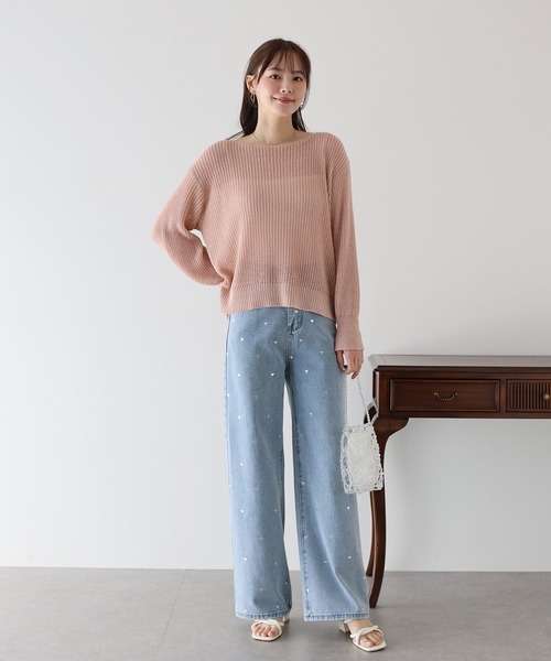 BLUEEAST（ブルーイースト）の「スパンコールメッシュニット（ニット/セーター・レディース・ピンク/オフホワイト/ブルー/ベージュ・MEDIUM）」の18枚目の写真