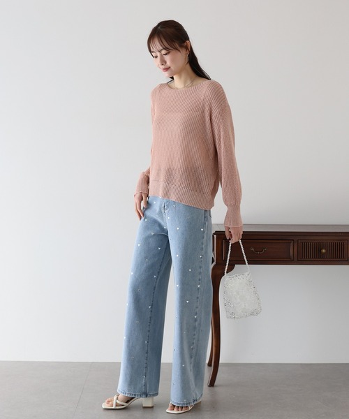 BLUEEAST（ブルーイースト）の「スパンコールメッシュニット（ニット/セーター・レディース・ピンク/オフホワイト/ブルー/ベージュ・MEDIUM）」の19枚目の写真