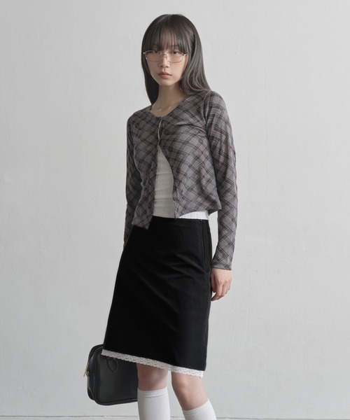 【関税込＆追跡】PRADA ジップアップ ミニスカート DearMyLoveRose スカート レースアップハートポケットティアード