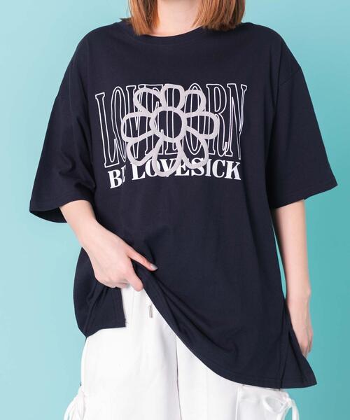 WOND(ウォンド)の「WOND/フラワーロゴT(Tシャツ/カットソー・レディース・杢グレー/ネイビー・FREE)」の5枚目の写真