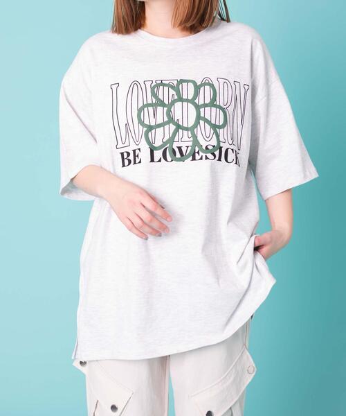 WOND(ウォンド)の「WOND/フラワーロゴT(Tシャツ/カットソー・レディース・杢グレー/ネイビー・FREE)」の8枚目の写真