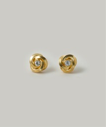 〈K18GP〉トロワ１粒ＣＺピアス