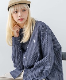 【U.S. POLO ASSN./ユーエスポロアッスン】ワンポイント刺繍ロゴ オーバーサイズ L/S レギュラーカラーブロード