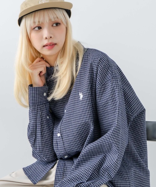 U.S. POLO ASSN.(ユーエスポロアッスン)の「【U.S. POLO ASSN./ユーエスポロアッスン】ワンポイント刺繍ロゴ オーバーサイズ L/S レギュラーカラーブロード(シャツ/ブラウス・メンズ・ブラック/サックスブルー/ネイビー/ホワイト/ブルー・M/L)」の3枚目の写真