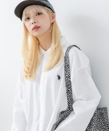 【U.S. POLO ASSN./ユーエスポロアッスン】ワンポイント刺繍ロゴ オーバーサイズ L/S レギュラーカラーブロード