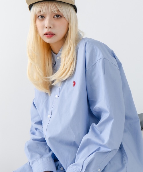 U.S. POLO ASSN.(ユーエスポロアッスン)の「【U.S. POLO ASSN./ユーエスポロアッスン】ワンポイント刺繍ロゴ オーバーサイズ L/S レギュラーカラーブロード(シャツ/ブラウス・メンズ・ブラック/サックスブルー/ネイビー/ホワイト/ブルー・M/L)」の5枚目の写真