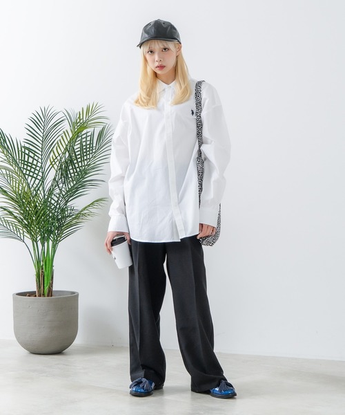 U.S. POLO ASSN.(ユーエスポロアッスン)の「【U.S. POLO ASSN./ユーエスポロアッスン】ワンポイント刺繍ロゴ オーバーサイズ L/S レギュラーカラーブロード(シャツ/ブラウス・メンズ・ブラック/サックスブルー/ネイビー/ホワイト/ブルー・M/L)」の7枚目の写真