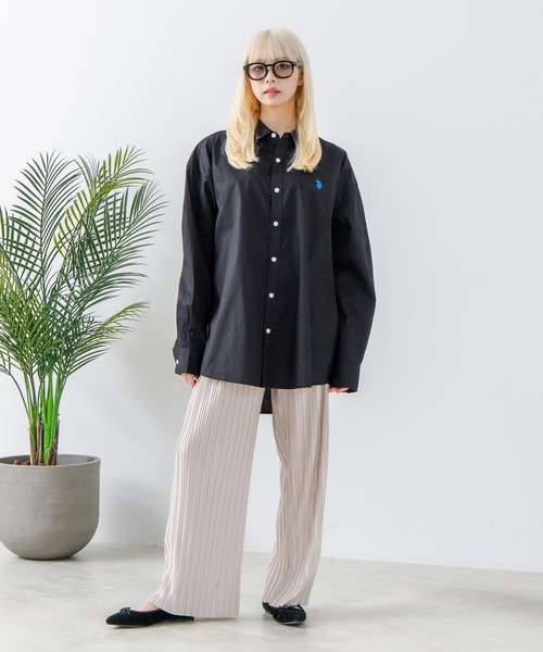 U.S. POLO ASSN.(ユーエスポロアッスン)の「【U.S. POLO ASSN./ユーエスポロアッスン】ワンポイント刺繍ロゴ オーバーサイズ L/S レギュラーカラーブロード(シャツ/ブラウス・メンズ・ブラック/サックスブルー/ネイビー/ホワイト/ブルー・M/L)」の11枚目の写真
