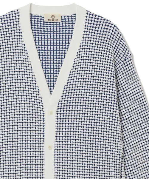 SEAGREEN（シーグリーン）の「Seagreen BIG WAFFLE CARDIGAN（カーディガン/ボレロ・メンズ・クリーム/ロイヤルブルー/ブラック・L/XL/M）」の3枚目の写真