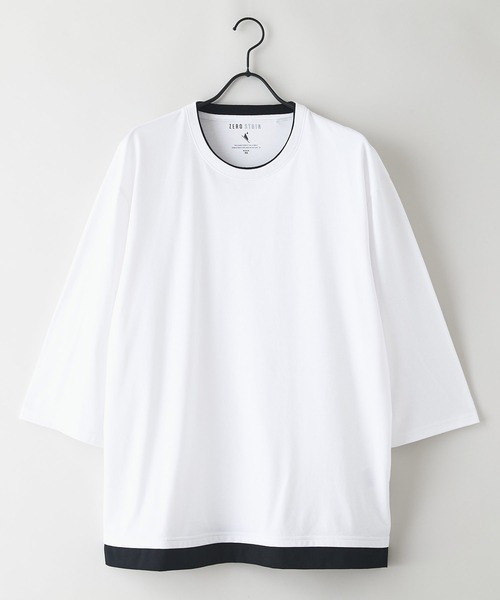 UNIIT(ユニット)の「【汗染みの目立ちにくいTシャツ ZEROSTAIN/ゼロステイン】フェイクレイヤード ビッグシルエット キーネック クルーネック 7分袖Tシャツ 防汚 UVカット 綿タッチ・厚手(Tシャツ/カットソー・メンズ・ホワイト系その他2/ベージュ系その他/ブラック系その他/ブルー系その他2/ブルー系その他/スミクロ/ホワイト系その他・X-LARGE/LARGE/MEDIUM)」の17枚目の写真