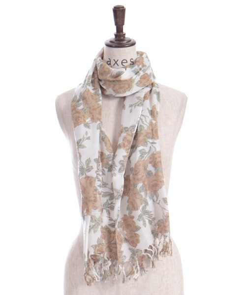 axes femme（アクシーズファム）の「ローズプリントストール（マフラー・レディース・ベージュ/ブルー・FREE）」の9枚目の写真