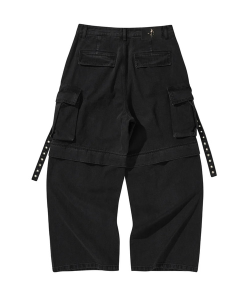 LIBERE(リベーレ)の「LIBERE リベーレ / UTILITY CARGO PANTS ワイドシルエットデニムカーゴパンツ / 251320(カーゴパンツ・メンズ・ブラック・LARGE/SMALL)」の5枚目の写真
