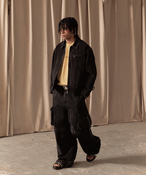 LIBERE(リベーレ)の「LIBERE リベーレ / UTILITY CARGO PANTS ワイドシルエットデニムカーゴパンツ / 251320(カーゴパンツ・メンズ・ブラック・LARGE/SMALL)」の10枚目の写真