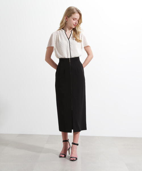 PINKY&DIANNE(ピンキーアンドダイアン)の「◆シアージャカードブラウス(シャツ/ブラウス・レディース・ライトグリーン/ホワイト系その他2/ブラック・38)」の4枚目の写真