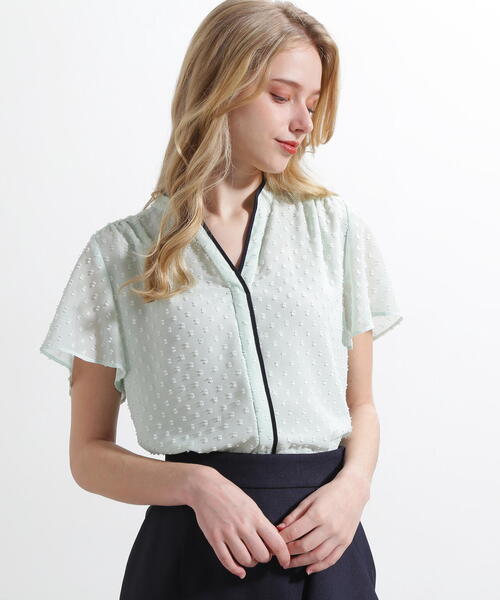PINKY&DIANNE(ピンキーアンドダイアン)の「◆シアージャカードブラウス(シャツ/ブラウス・レディース・ライトグリーン/ホワイト系その他2/ブラック・38)」の10枚目の写真