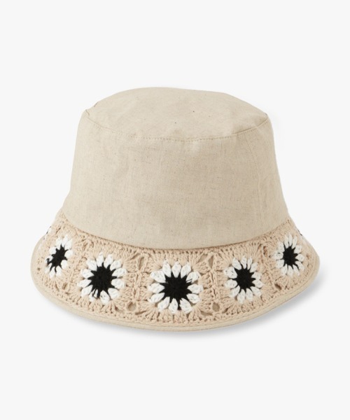 ANNA SUI（アナスイ）の「お花ニットモチーフバケットハット（ハット・レディース・ブラック/オフホワイト/ベージュ/ブルー・FREE）」の4枚目の写真