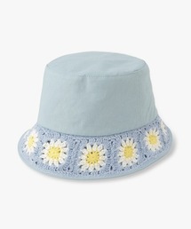 お花ニットモチーフバケットハット