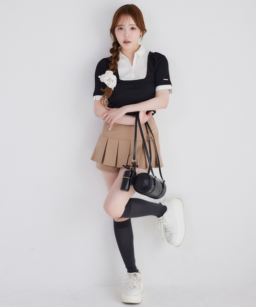 NICECLAUPプリーツスカパン S ブラック セール】【サイズ展開あり】プレート付きプリーツスカパン