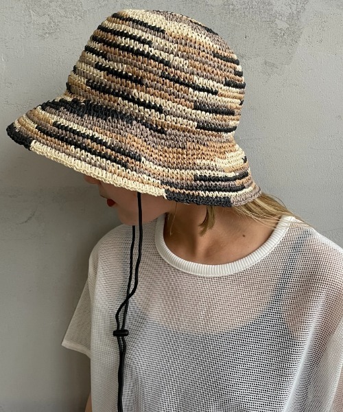 halo commodity（ハロ　コモディティー）の「[HALO COMMODITY/ハロコモディティー] CHIP DOME ペーパーストローハット（ハット・レディース・ブラック/ナチュラル/ベージュ・F）」の2枚目の写真