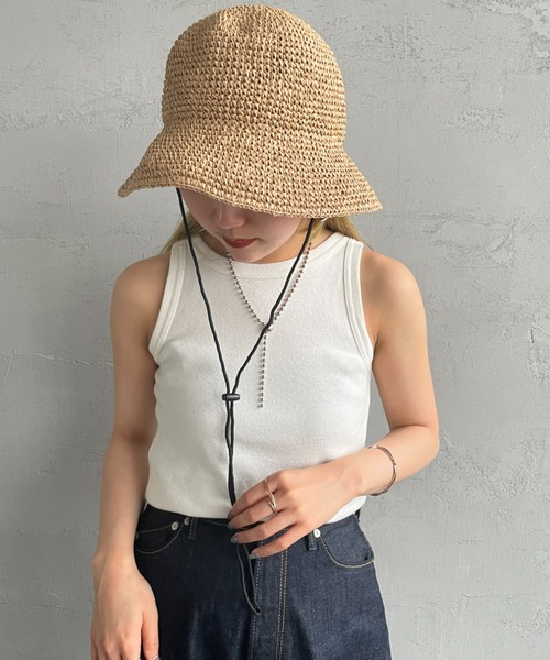 halo commodity（ハロ　コモディティー）の「[HALO COMMODITY/ハロコモディティー] CHIP DOME ペーパーストローハット（ハット・レディース・ブラック/ナチュラル/ベージュ・F）」の4枚目の写真