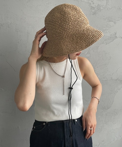 halo commodity（ハロ　コモディティー）の「[HALO COMMODITY/ハロコモディティー] CHIP DOME ペーパーストローハット（ハット・レディース・ブラック/ナチュラル/ベージュ・F）」の5枚目の写真