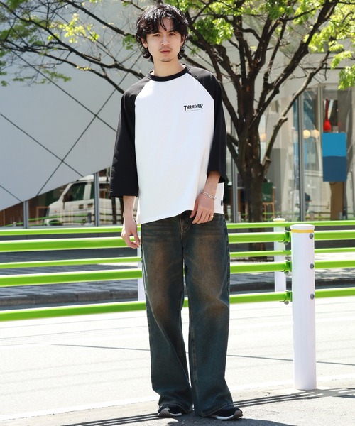 THRASHER(スラッシャー)の「【THRASHER/スラッシャー】7分丈配色ラグランTシャツ(Tシャツ/カットソー・メンズ・ホワイト/ブラック/グレー・M/L/XL)」の11枚目の写真